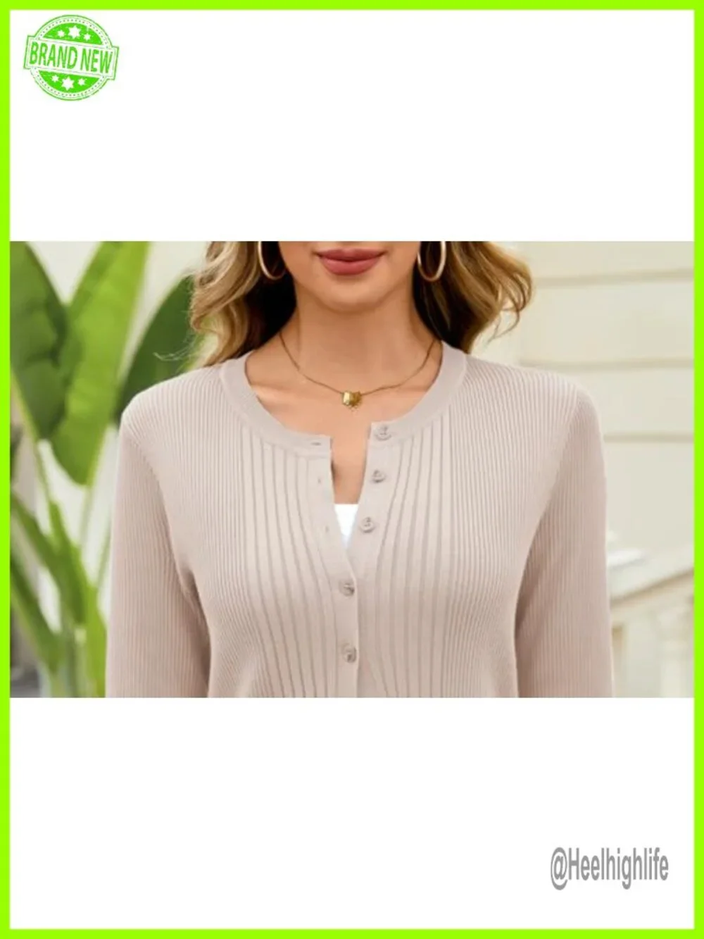 Women's Button Down Cardigan Long Sleeve Crewneck Knit Sweater Top